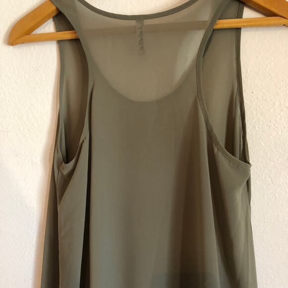 Ariella sheer green sleeveless tunic top ruffled lightweight asymetrical Size S - Picture 2 of 4
